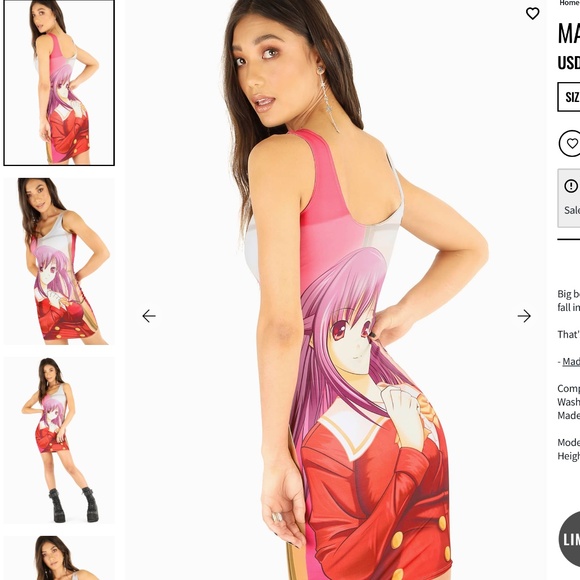 “SOLD” MANGA GIRL DRESS - LIMITED - Size M - Blackmilk - Picture 4 of 7